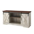 Left Zoom. Walker Edison - 58" Modern Farmhouse Sliding Door TV Stand for Most TVs up to 65" - Rustic White Brown.