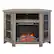 Front. Walker Edison - Glass Two Door Corner Fireplace TV Stand for Most TVs up to 55" - Grey Wash.