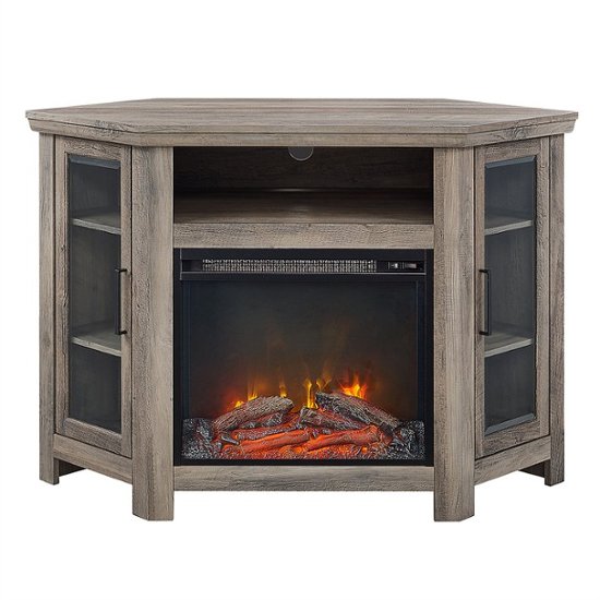 Walker Edison Wood Fireplace Corner Tv Console Stand For Most Tvs Up To 52 Gray Wash