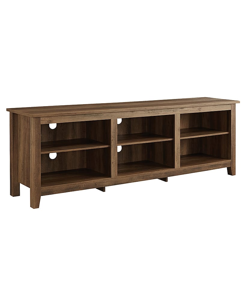 Angle View: Walker Edison - Modern Open 6 Cubby Storage TV Stand for TVs up to 78" - Rustic Oak