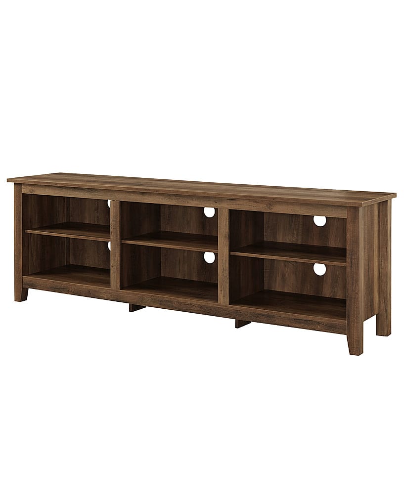 Left View: Walker Edison - Modern Open 6 Cubby Storage TV Stand for TVs up to 78" - Rustic Oak