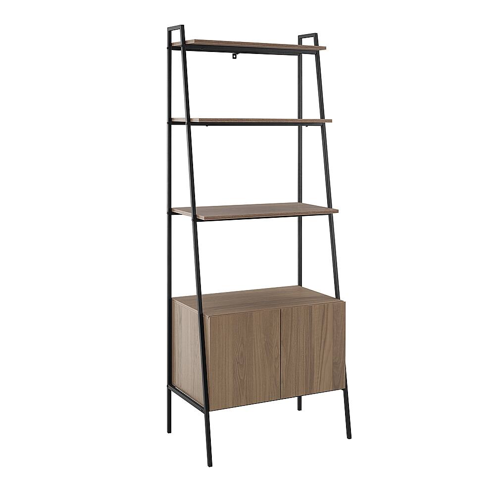 Angle View: Walker Edison - 72" Industrial Ladder 5-Shelf Storage Bookcase - Mocha