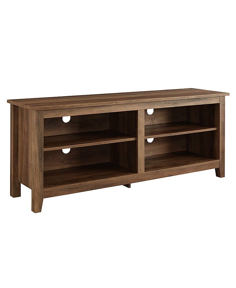 Angle. Walker Edison - Modern 58" Wood Open Storage TV Stand for Most TVs up to 65" - Rustic Oak.