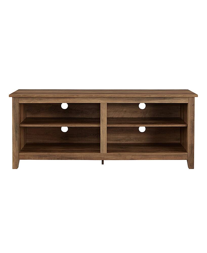 Front. Walker Edison - Modern 58" Wood Open Storage TV Stand for Most TVs up to 65" - Rustic Oak.