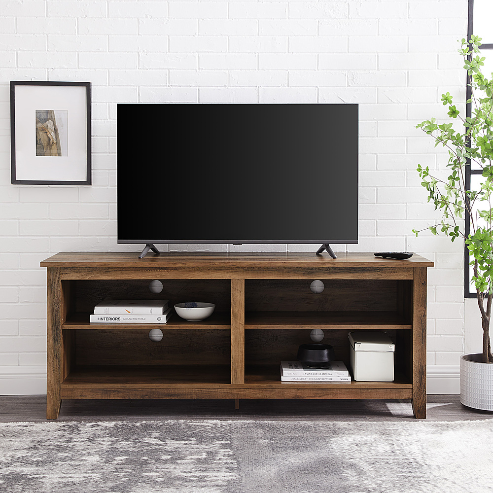 Walker Edison - Classic 2-Door Tall TV Stand for Most TVs Up to 65 - Dark Walnut