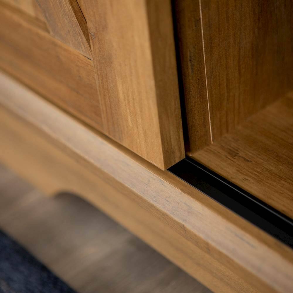 Alt View 15. Walker Edison - 58" Modern Farmhouse Sliding Door TV Stand for Most TVs up to 65" - Rustic Oak.