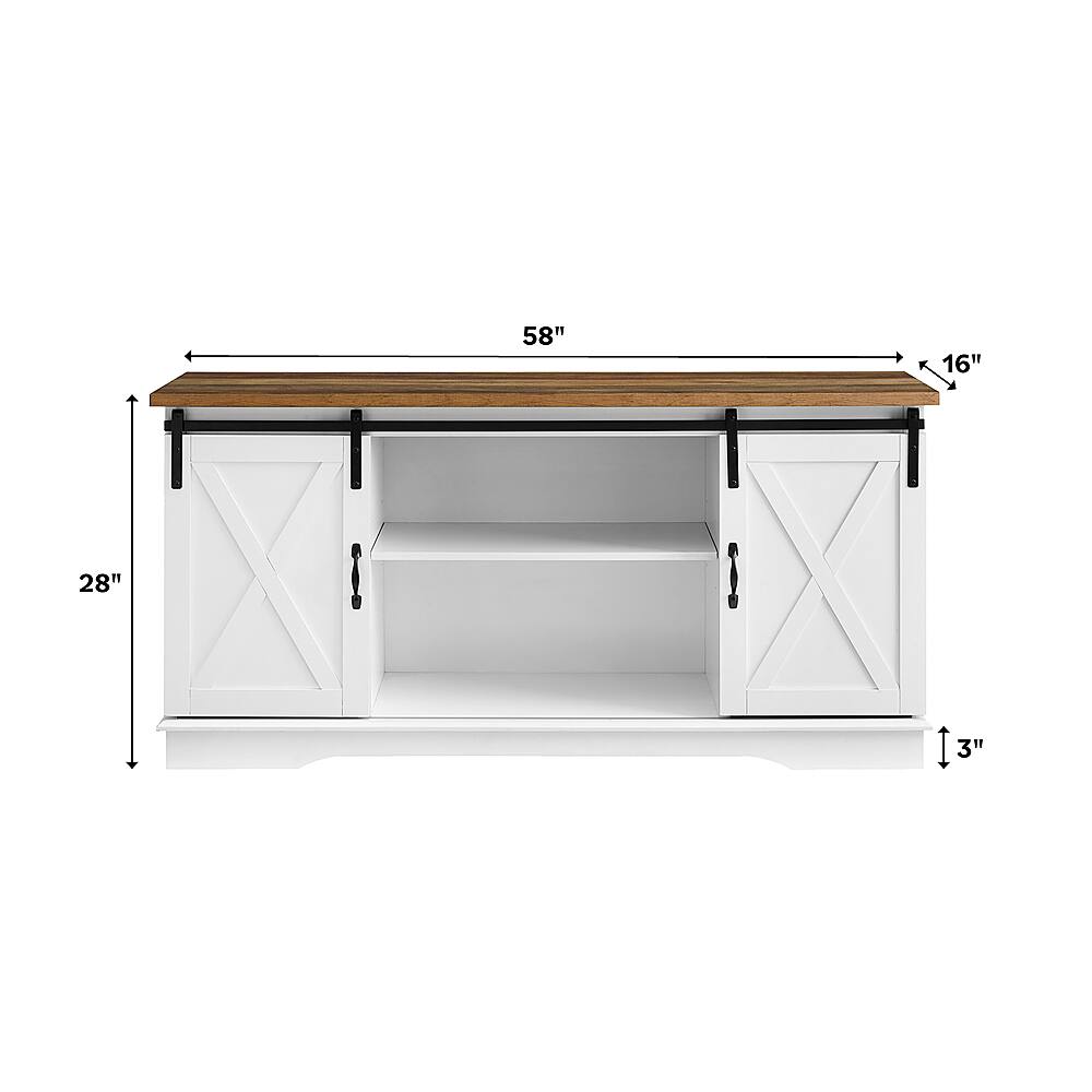 Alt View 17. Walker Edison - 58" Modern Farmhouse Sliding Door TV Stand for Most TVs up to 65" - Rustic Oak.