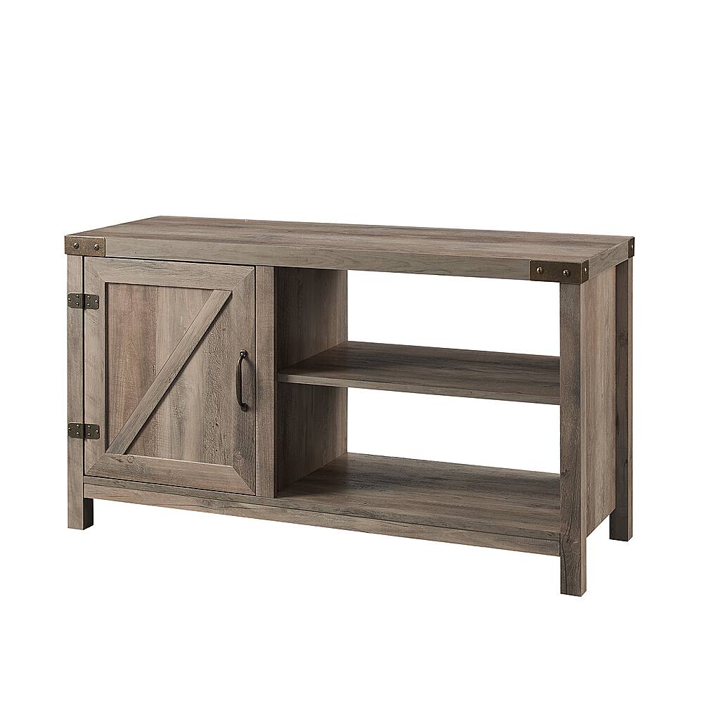 Left View: Walker Edison - Rustic Barndoor TV Cabinet for Most Flat-Panel TVs Up to 48" - Gray Wash