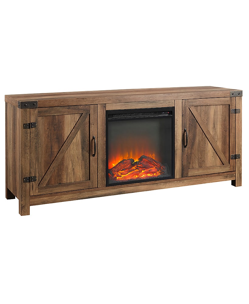 Walker Edison – 58″ Modern Farmhouse Barndoor Fireplace TV Stand for Most TVs up to 65″ – Rustic Oak Sansujyuku sansujyuku.com