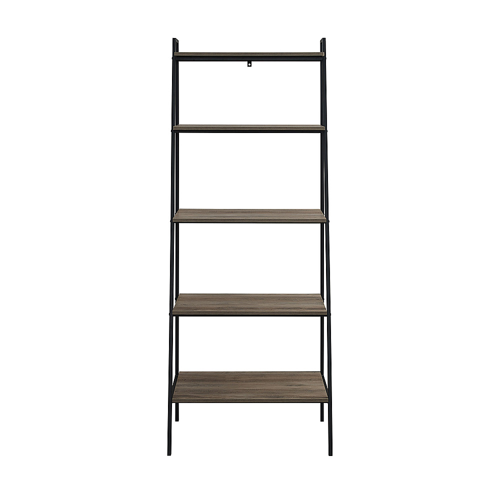 Walker Edison 72 Idustrial Ladder 5, 72 In White Wood 5 Shelf Ladder Bookcase