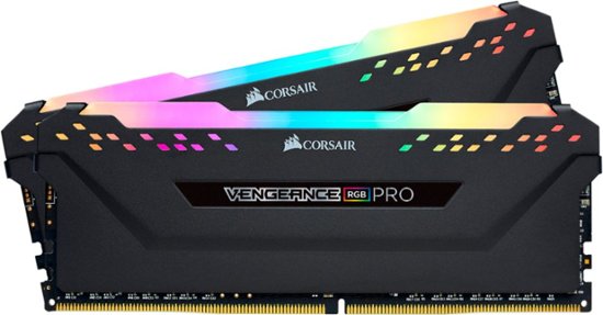 Front Zoom. CORSAIR - Vengeance RGB PRO 16GB (2PK 8GB) 3.2GHz PC4-25600 DDR4 DIMM Unbuffered Non-ECC Desktop Memory Kit with RGB Lighting - Black.