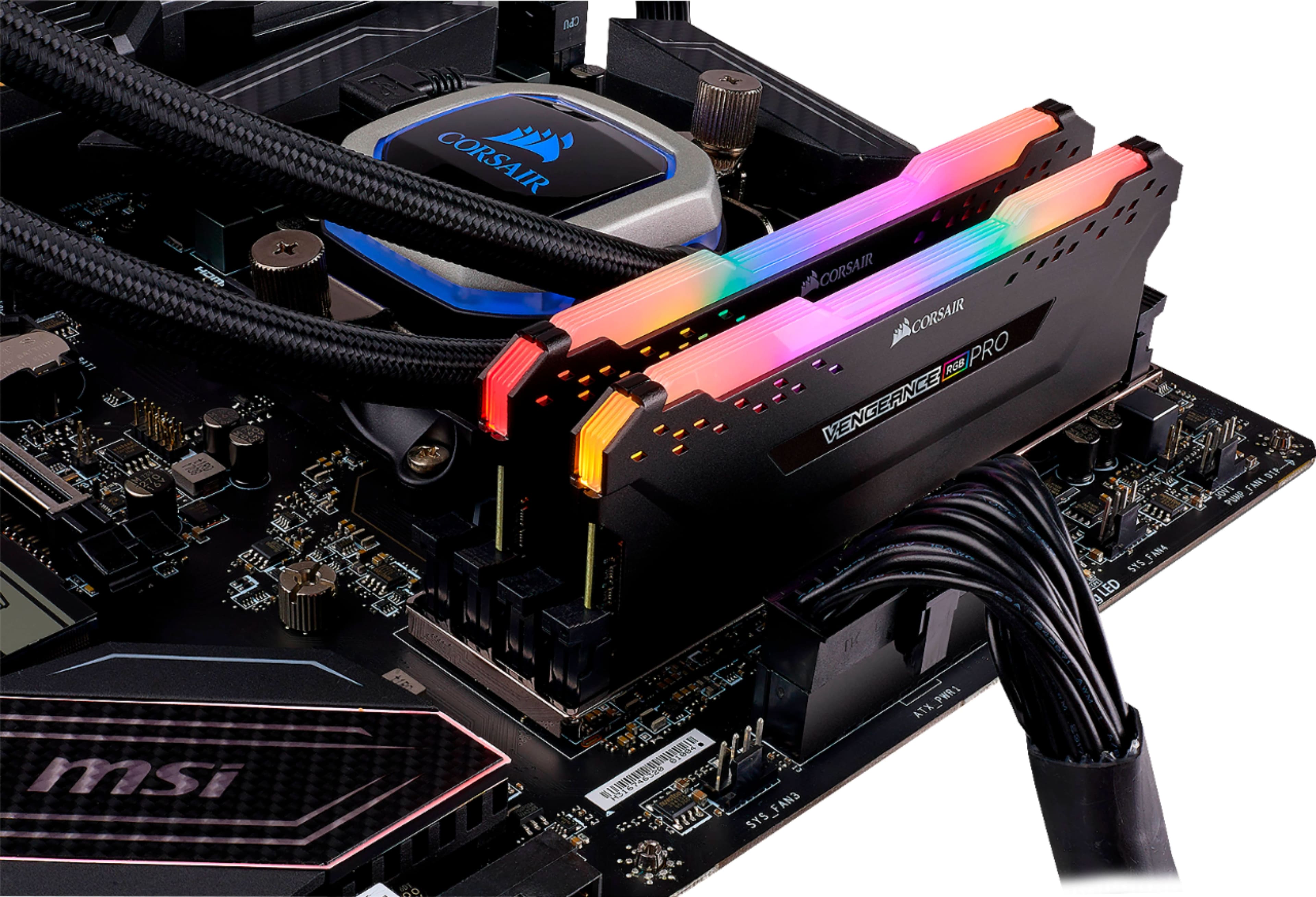 Alt View 12. CORSAIR - VENGEANCE RGB PRO 16GB (2x8GB) DDR4 3200MHz C16 UDIMM Desktop Memory - Black.