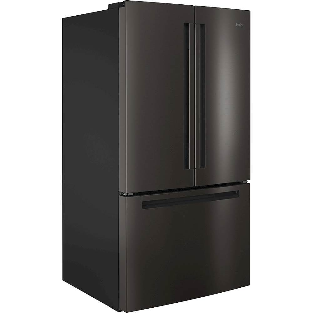 Angle View: Haier - 27.0 Cu. Ft. French Door Refrigerator - Black stainless steel