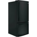 Angle Zoom. GE - 21.0 Cu. Ft. Bottom-Freezer Refrigerator - High gloss black.