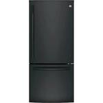 GE - 20.9 Cu. Ft. Bottom-Freezer Refrigerator - Black - Front_Standard