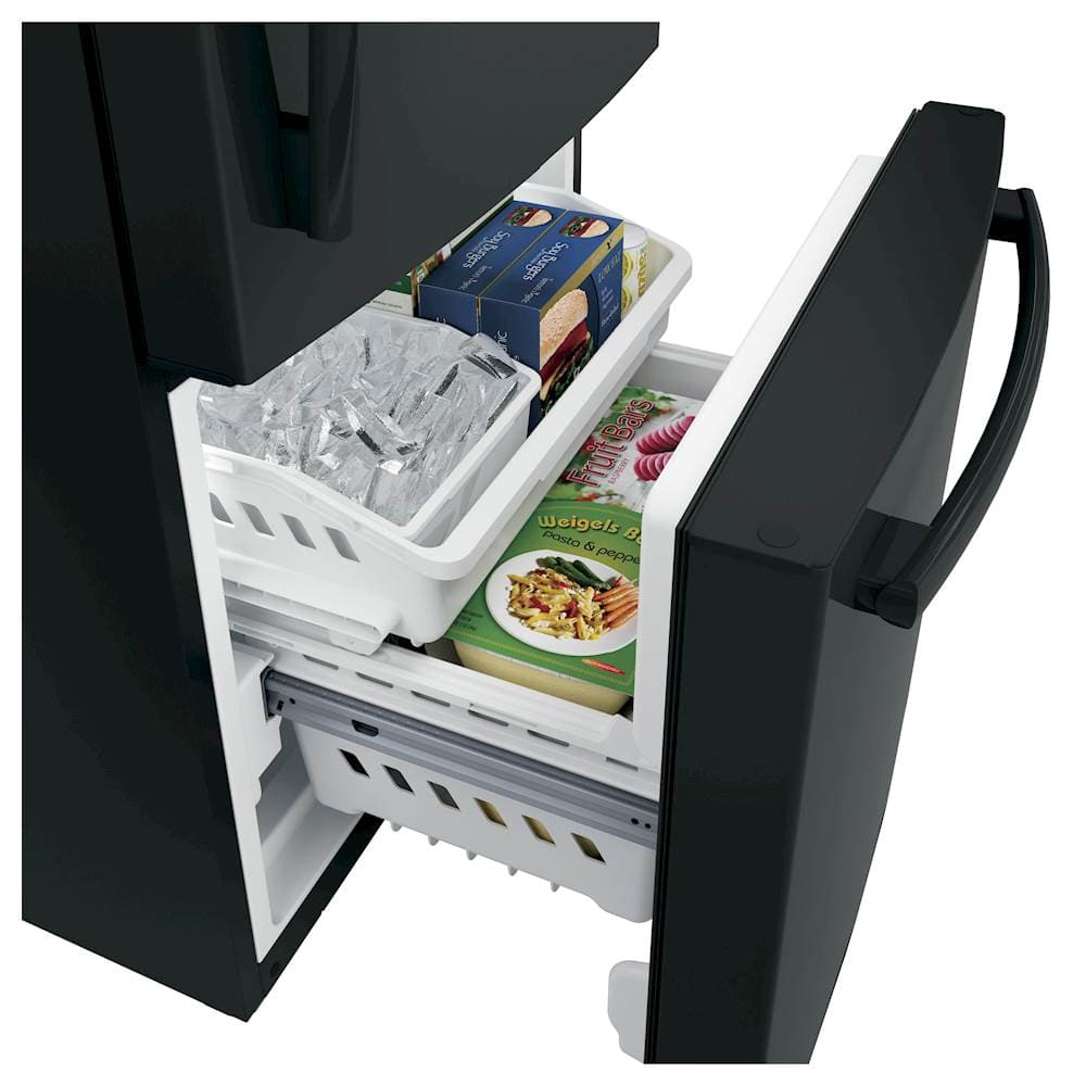 Alt View 11. GE - 21.0 Cu. Ft. Bottom-Freezer Refrigerator - High Gloss Black.