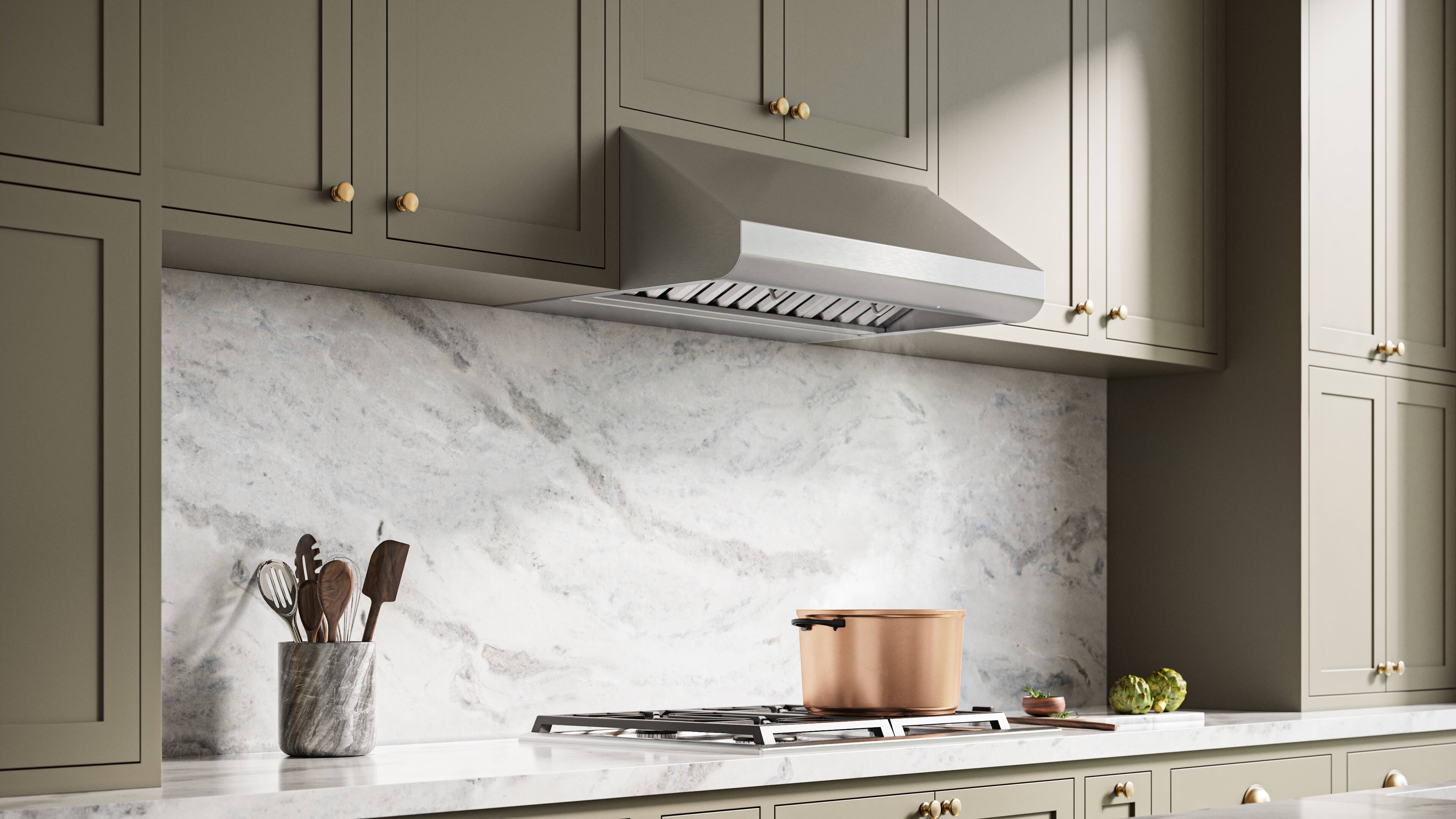 Alt View 10. Broan - Broan 650 Max Blower CFM, <0.3 Sones 36-Inch Pro-Style Range Hood - Stainless Steel.