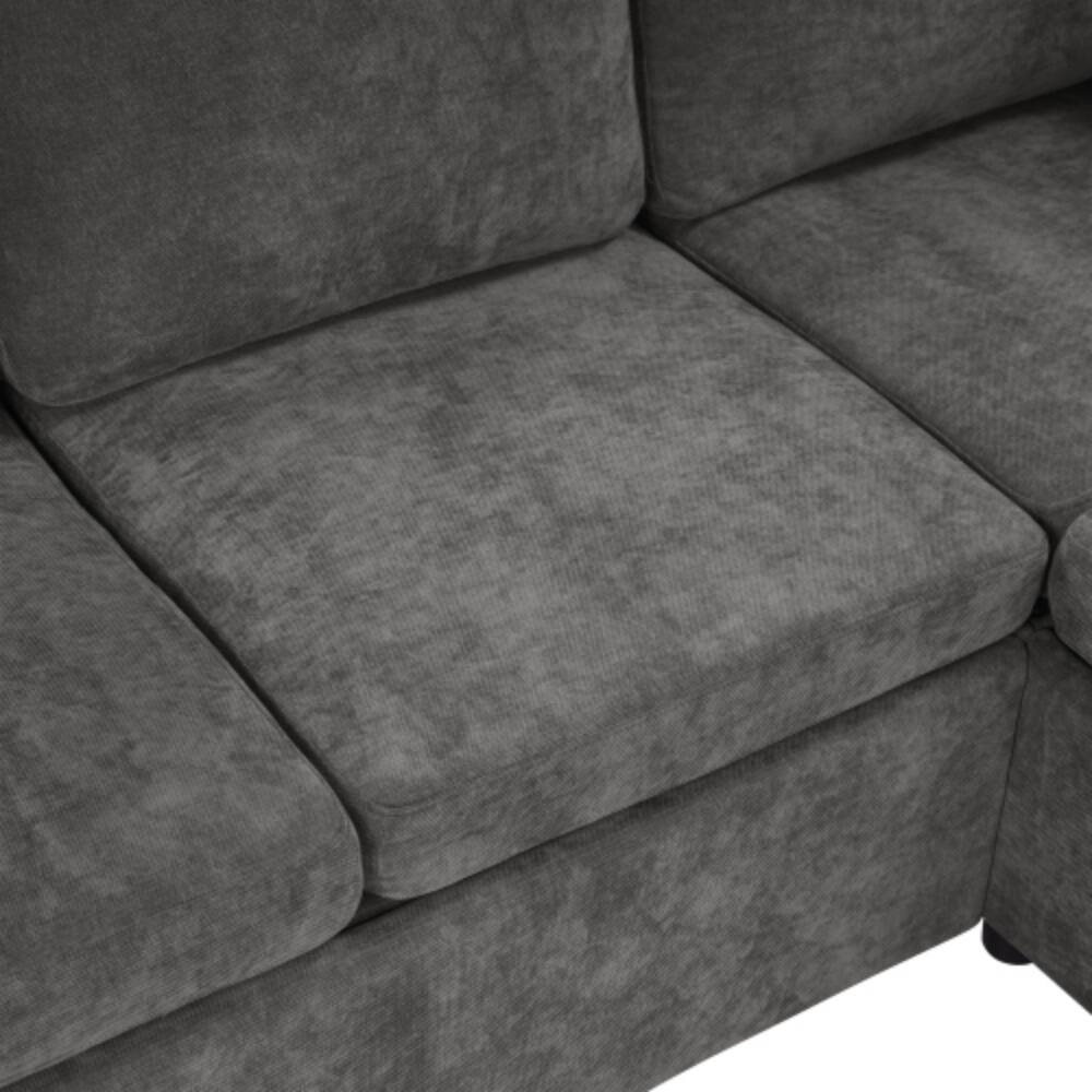 Alt View 4. LUCKY ONE - 81.9" L-Shaped Sectional Sofa Bed w/ Pull-Out Sleeper & Hidden Storage Compartment - Gray.