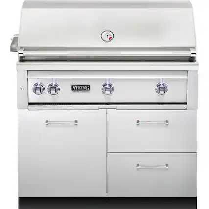 Front. Viking - 42" Outdoor Grill Base - Stainless Steel.