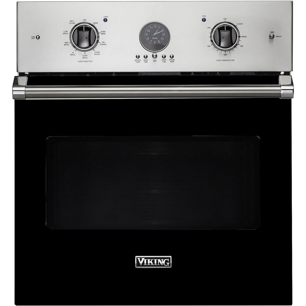 Front. Viking - Professional 5 Series 26.5" Built-In Single Electric Convection Wall Oven - Black.