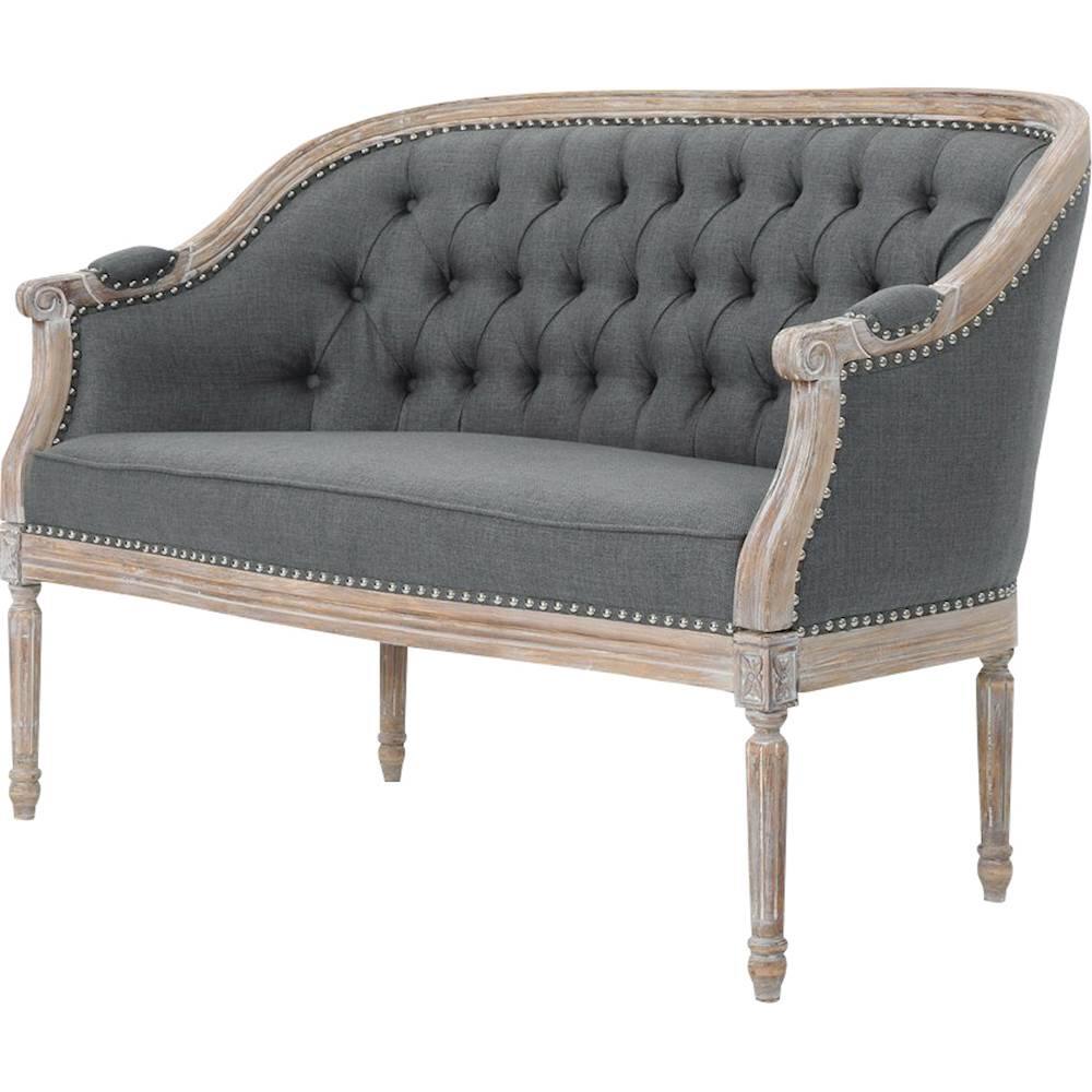 Left View: Noble House - Belleville Tufted Loveseat - Dark Gray