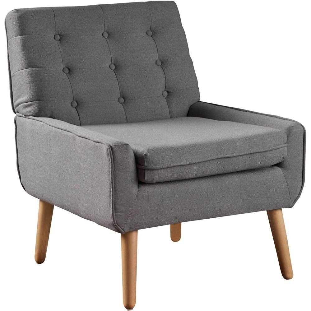 Left View: Noble House - Quincy Accent Chair - Steel Gray