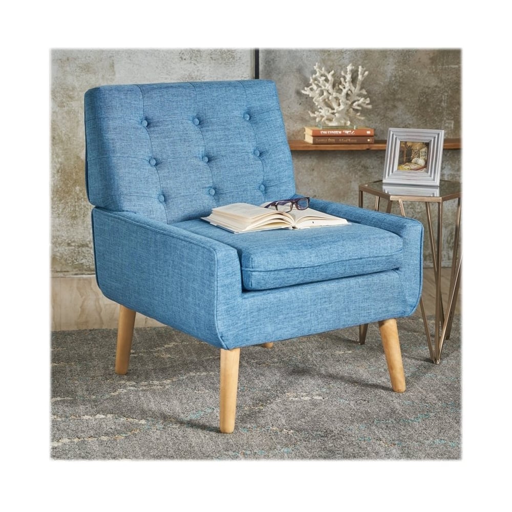 Left View: Noble House - Quincy Accent Chair - Muted Blue