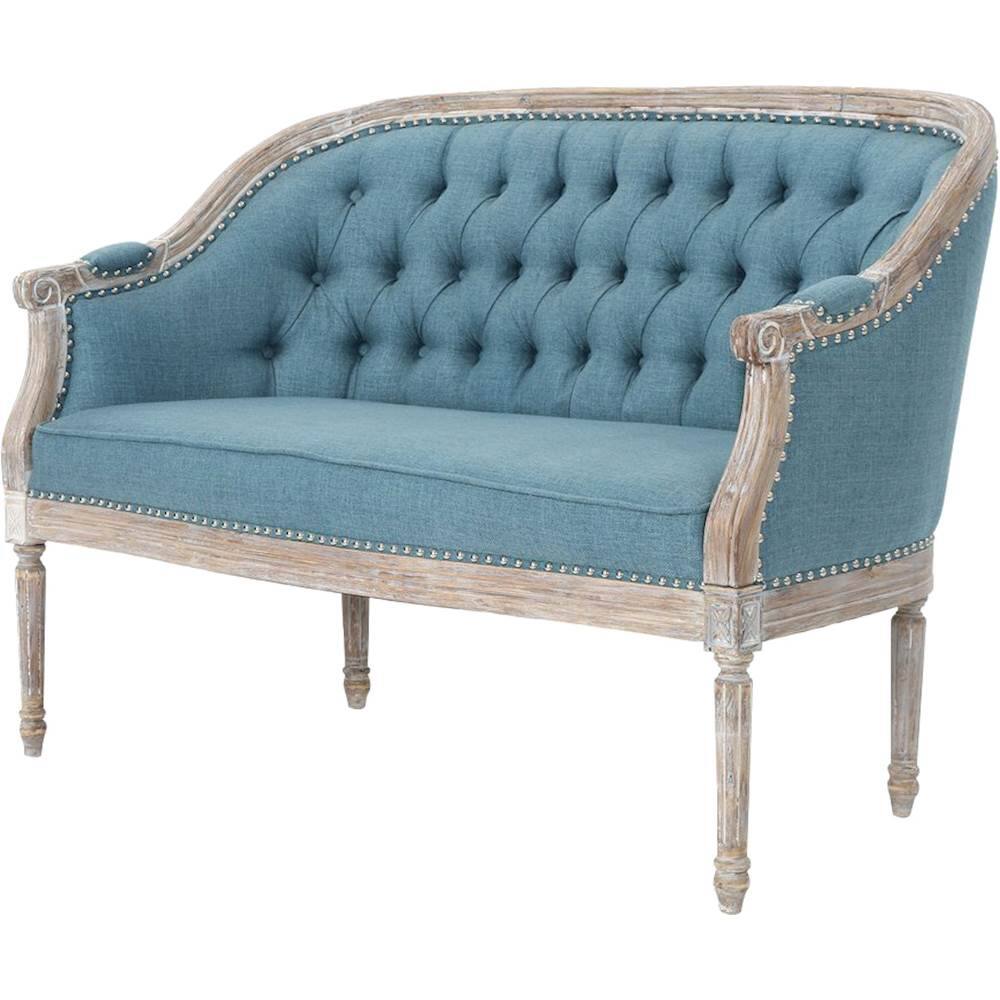 Left View: Noble House - Belleville Tufted Loveseat - Blue