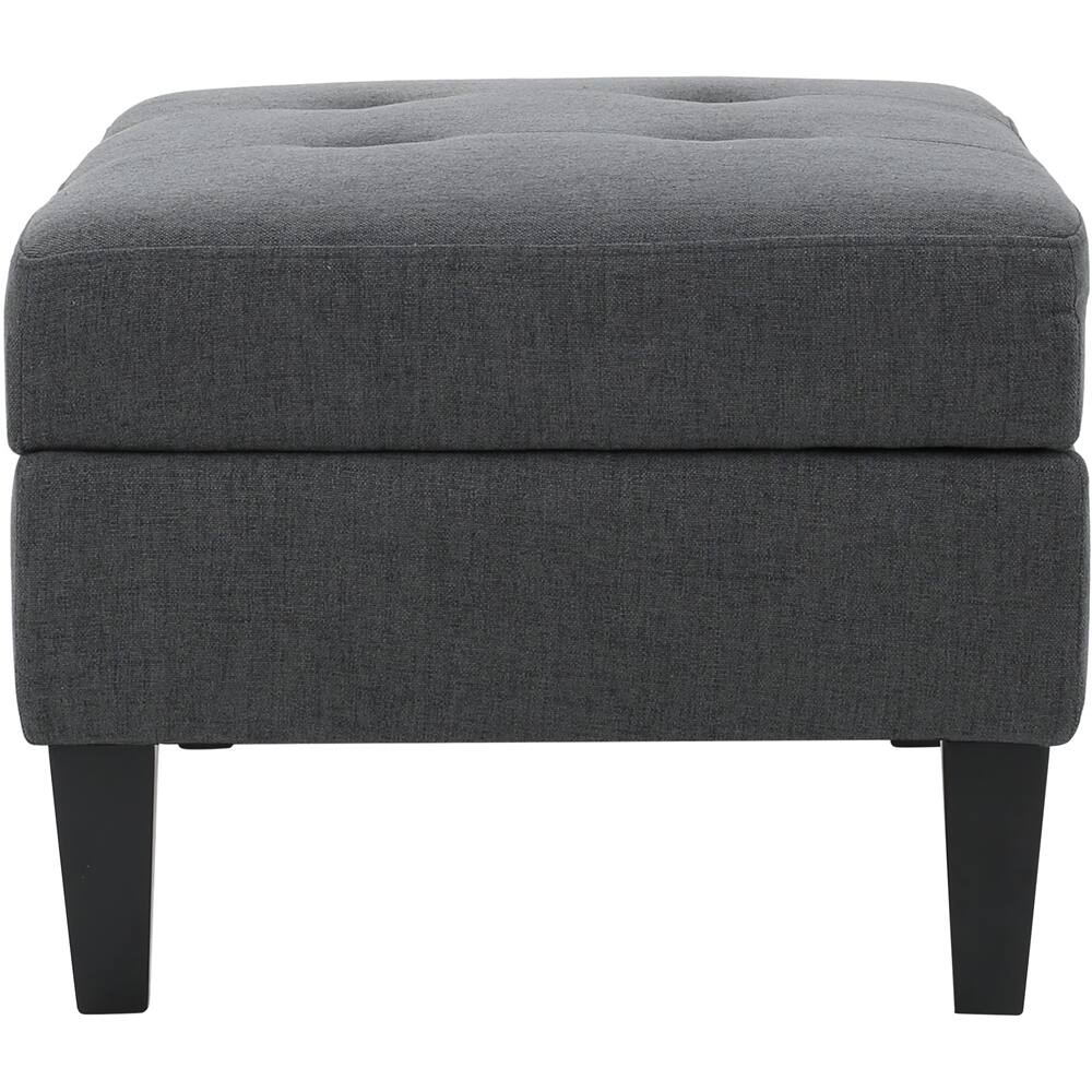 Left View: Noble House - Delray Storage Ottoman - Dark Gray