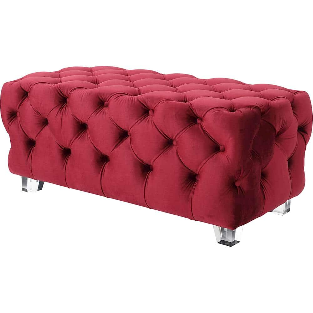 Left View: Noble House - Taber Tufted Ottoman - Wine