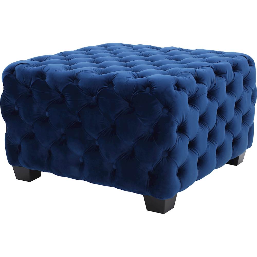 Left View: Noble House - Colebrook Tufted Ottoman - Dark Teal