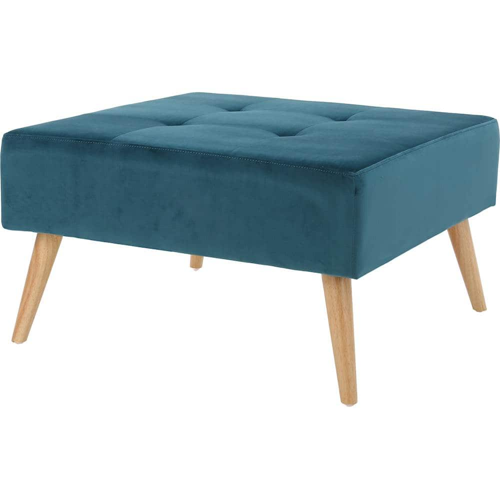 Left View: Noble House - Hibbing Tufted Ottoman - Dark Teal