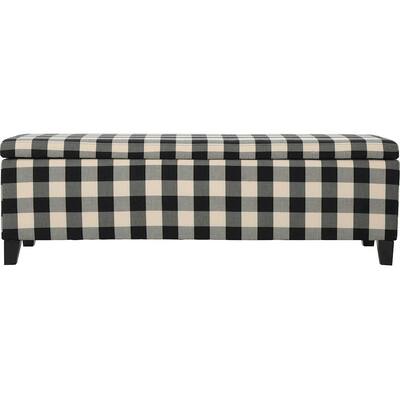 Noble House - Laurel Storage Ottoman - Black Checkerboard