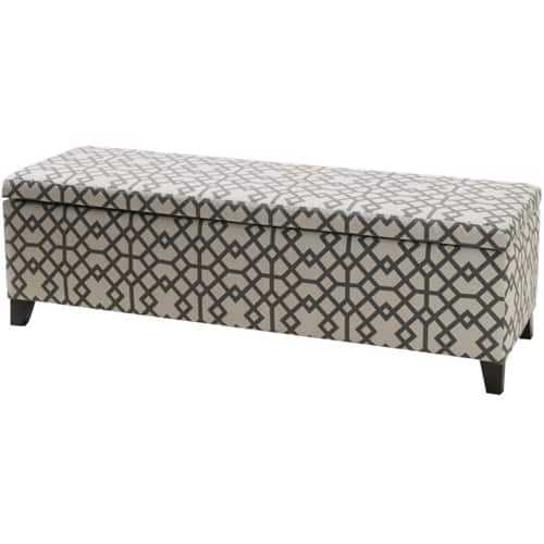 Noble House - Laurel Storage Ottoman - White/Gray Geometric