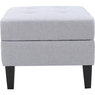 Noble House - Delray Storage Ottoman - Light Gray