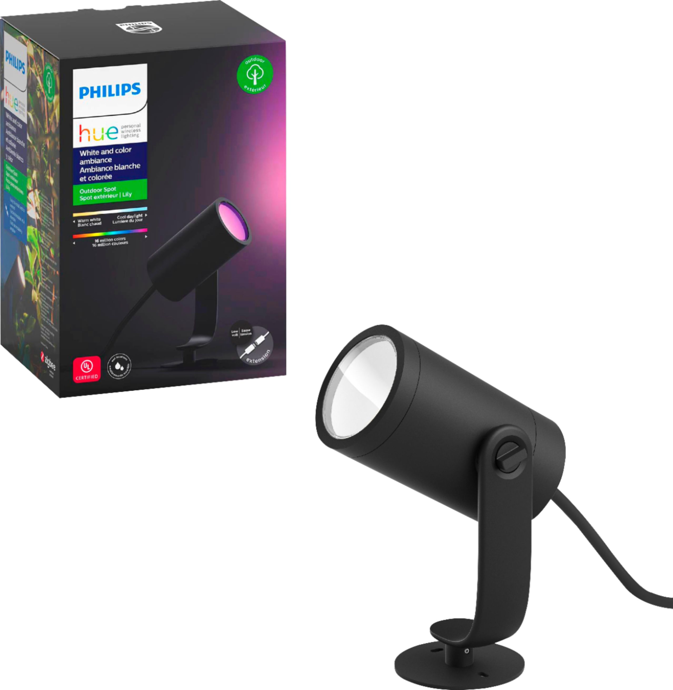 Angle View: Philips - Hue White and Color Ambiance Calla Outdoor Pathway Light Extension Kit - Black