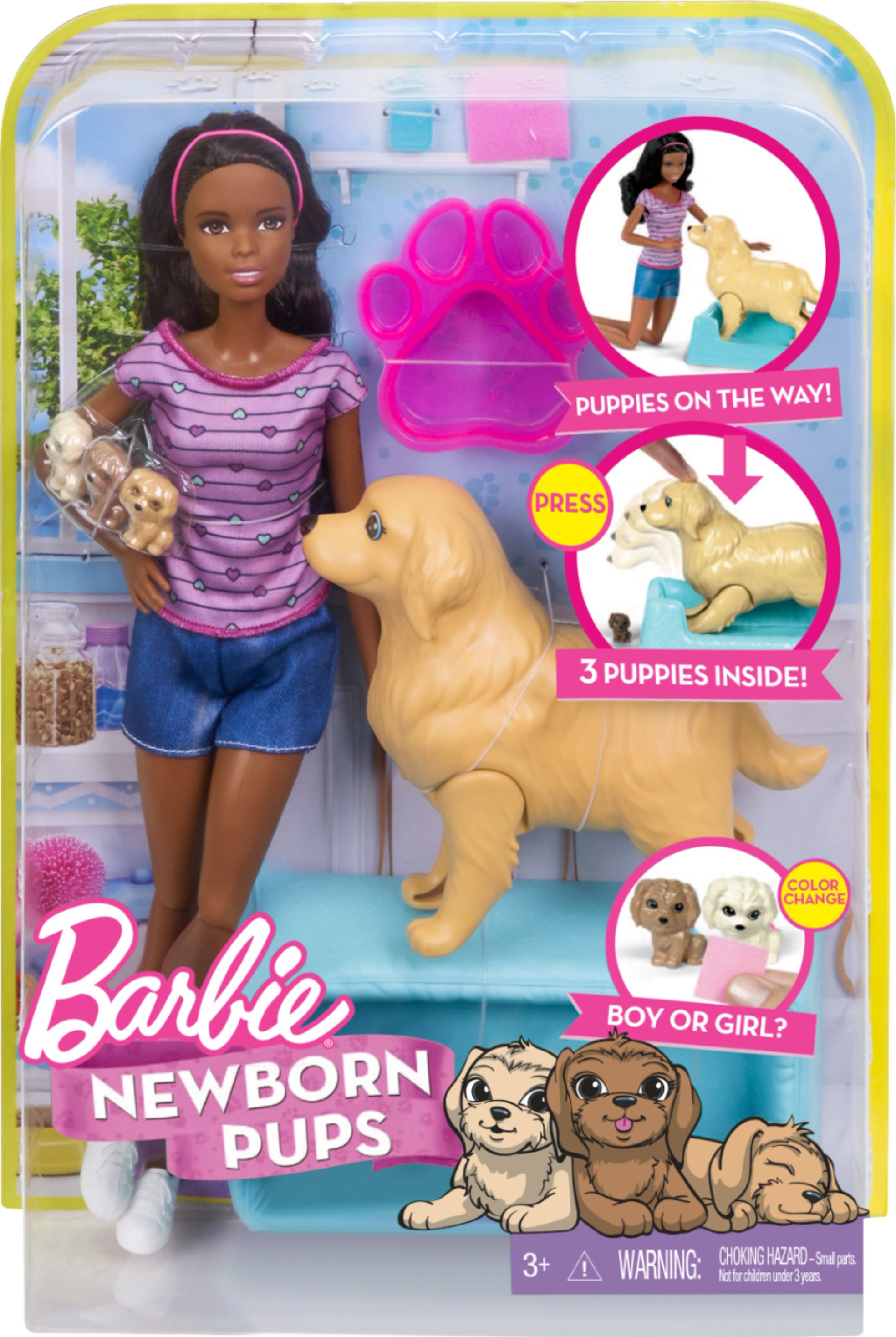 barbie newborn pups doll & pets