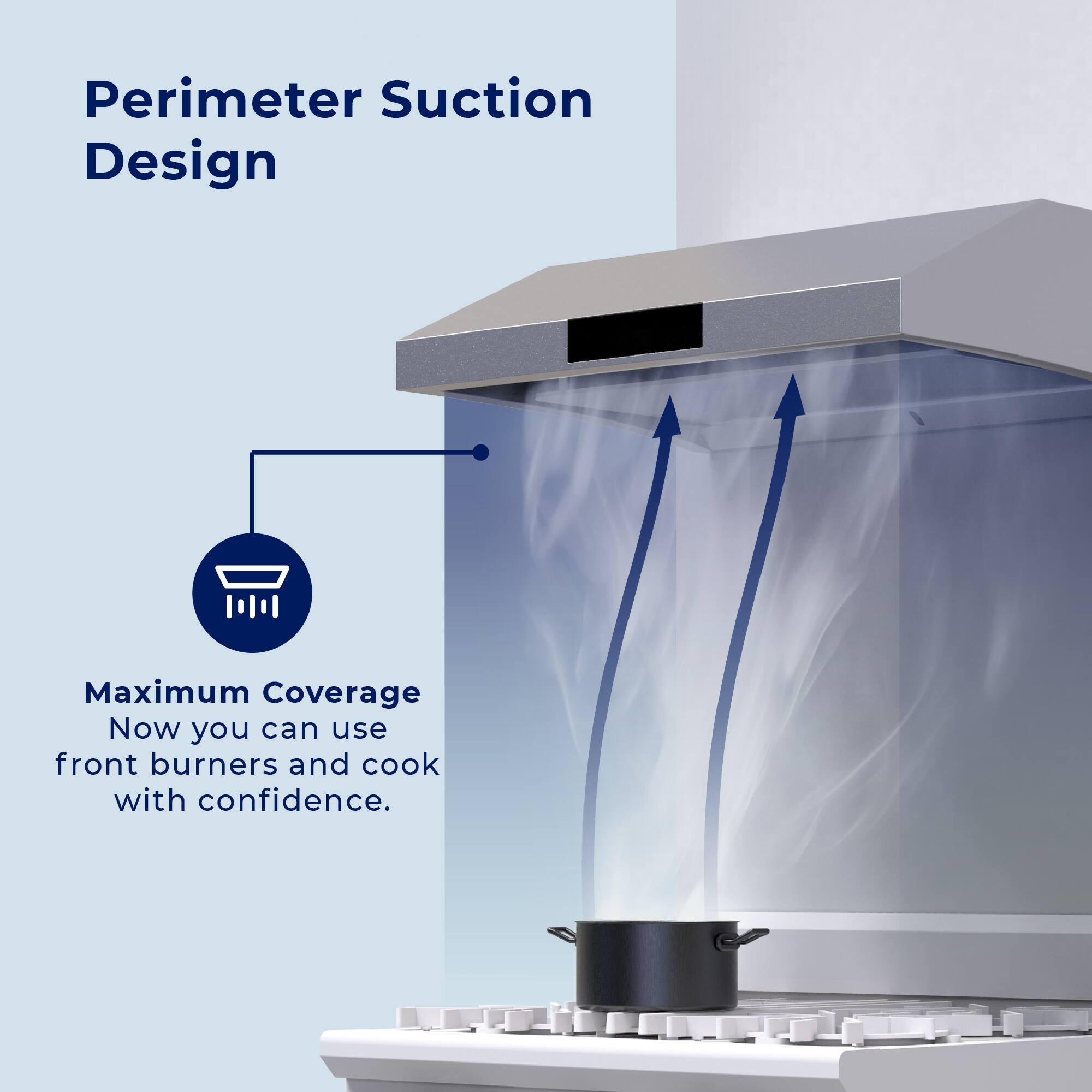 Perimeter Suction Design

Maximum Coverage
Now you can use front burners and cook with confidence.