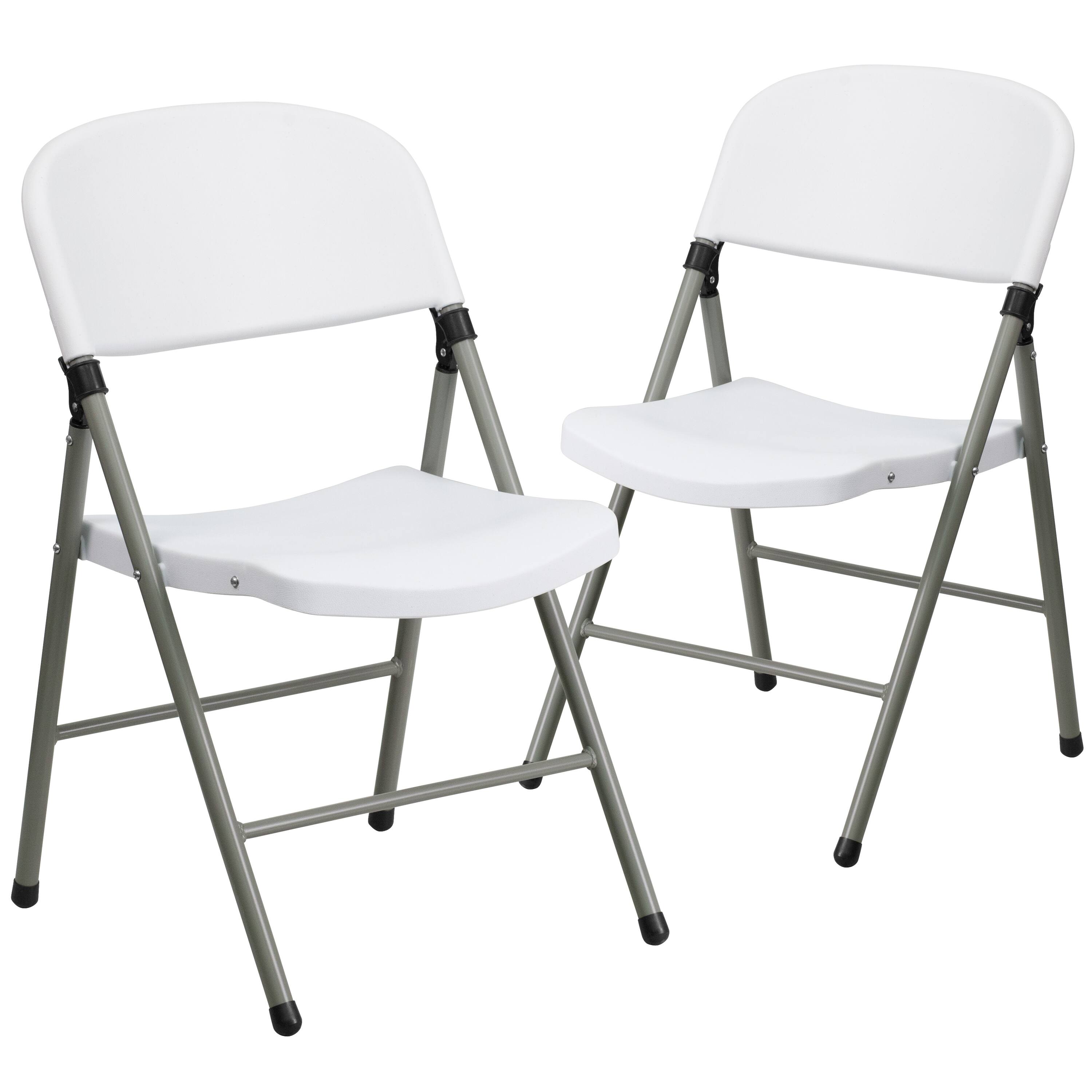 Flash Furniture - HERCULES Series Plastic Folding Chairs | Set of 2 Lightweight Folding Chairs - White