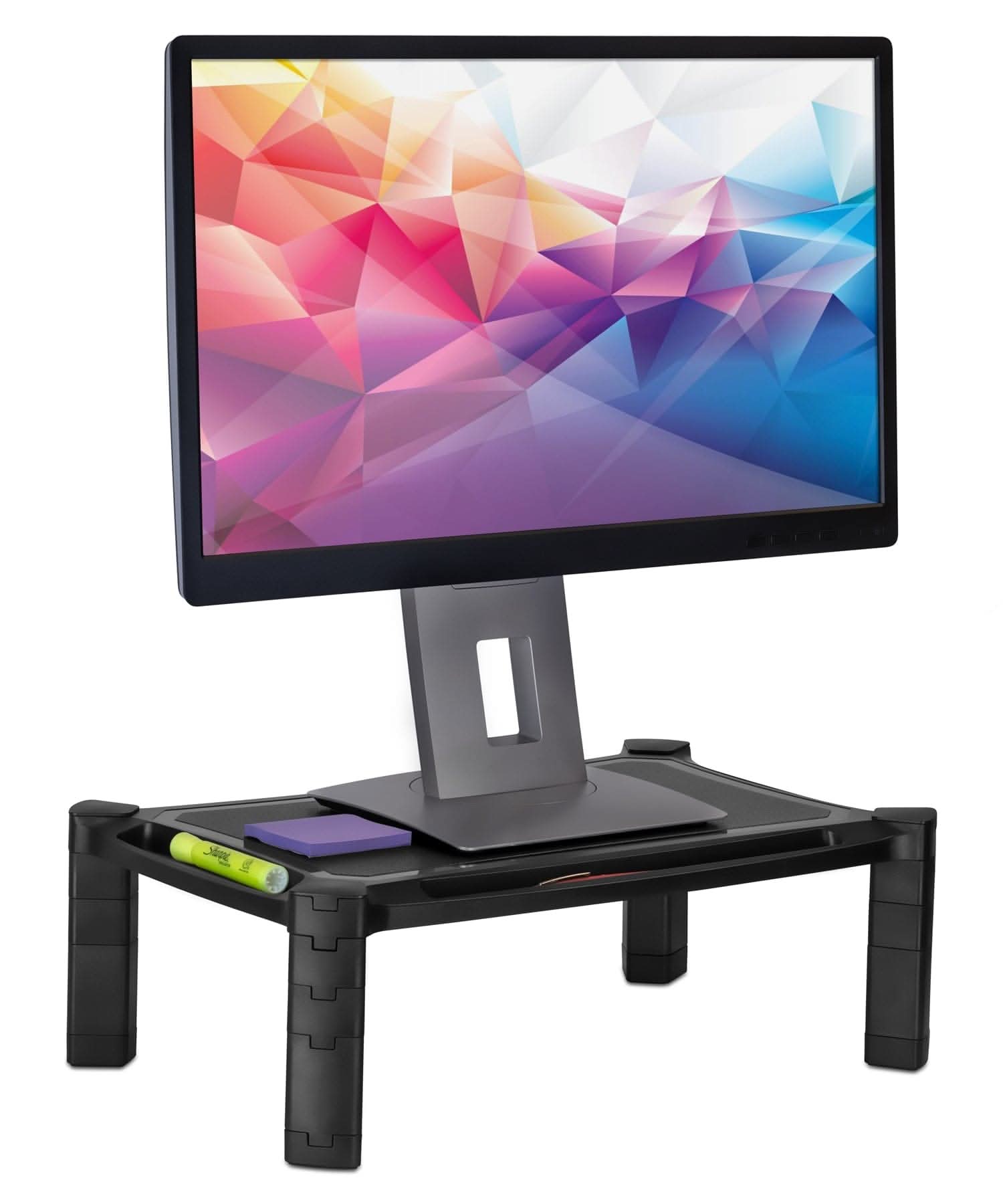 Alt View 9. Mount-It! - Height Adjustable Printer & Monitor Stand with Storage Grooves, Up to 6.6" Elevation & 22 lb Capacity, Black - Black.