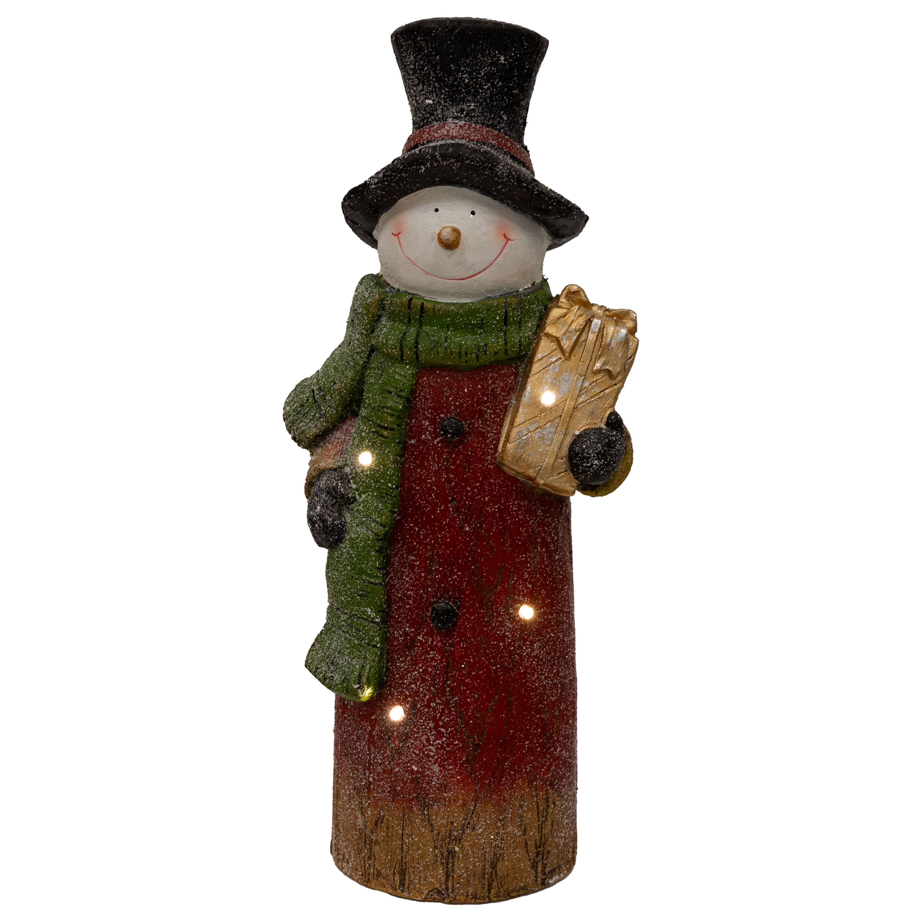 Alt View 9. Sunnydaze - Classic Frosty Indoor Pre-Lit LED Christmas Statue - 23.5 in - Red.