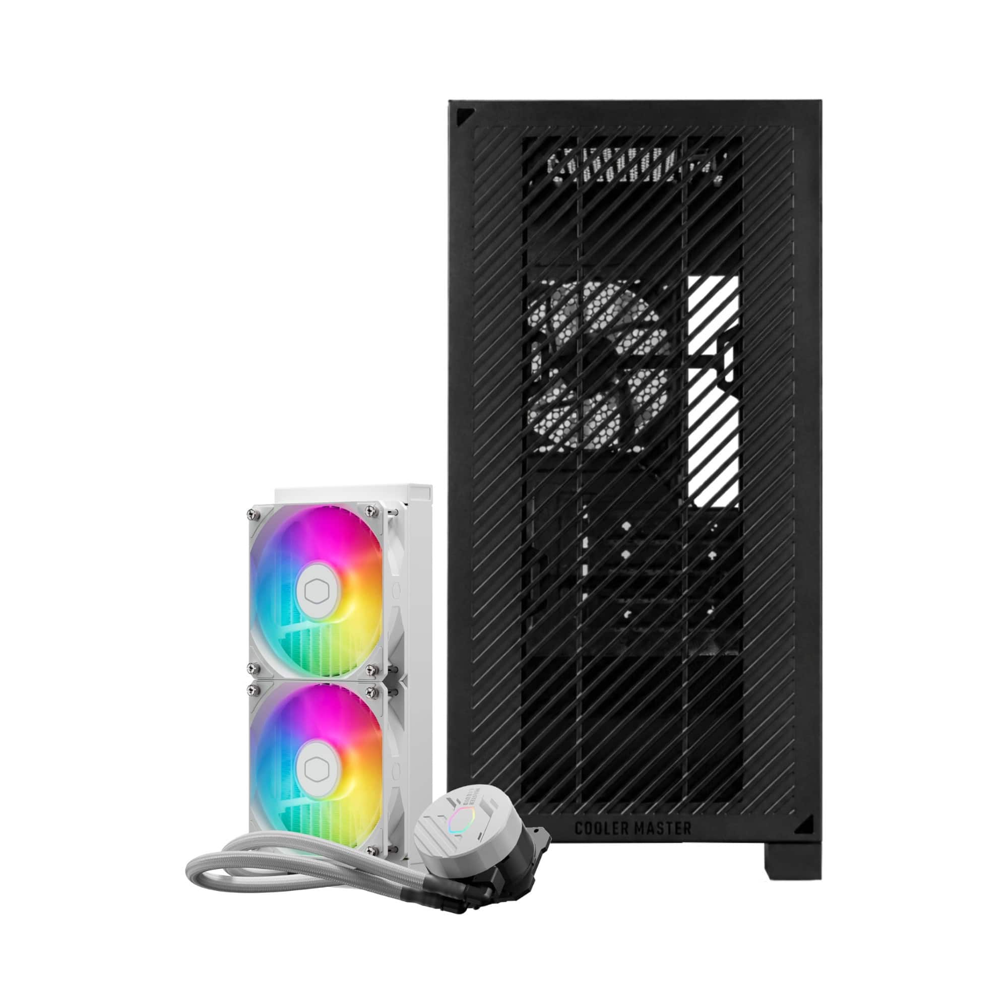 Stealth Cam - Cooler Master Elite 301 Lite PC Case Bundle with MasterLiquid 240L ARGB Cooler - Black