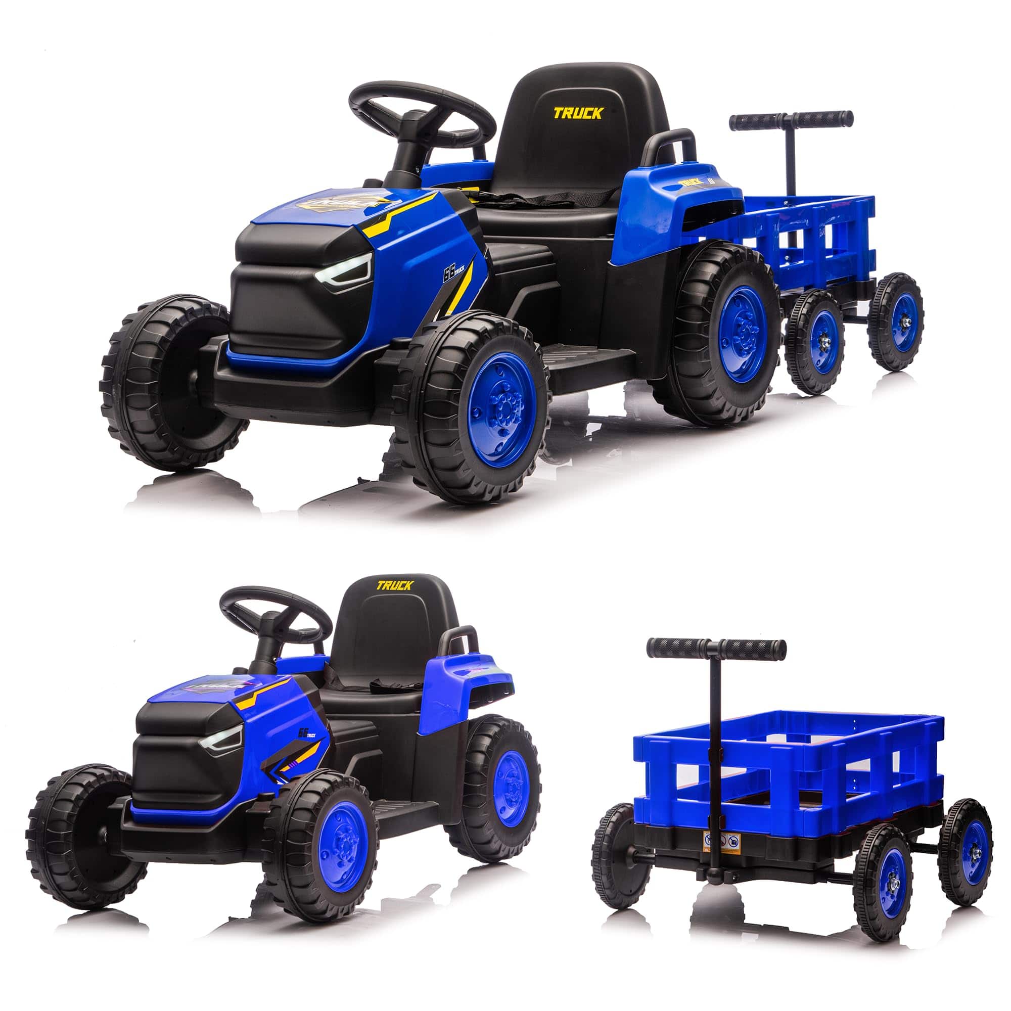 GARVEE - 12V Battery-Powered Ride-On Tractor and Trailer Set for Toddlers - Blue
