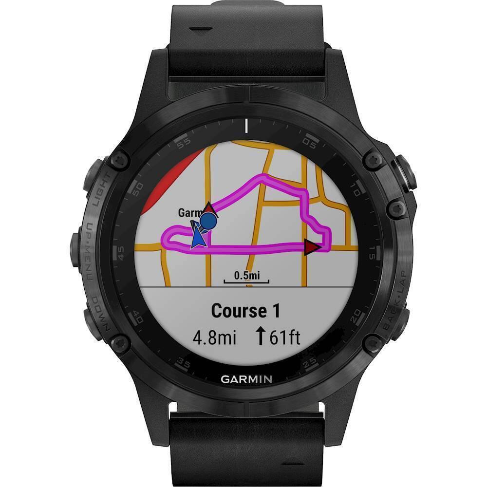 Front. Garmin - fēnix® 5 Plus Sapphire Smartwatch 47mm Fiber-Reinforced Polymer - Black.