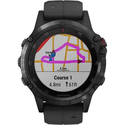 Front. Garmin - fēnix 5 Plus Sapphire GPS Smartwatch 47mm Fiber-Reinforced Polymer - Black.