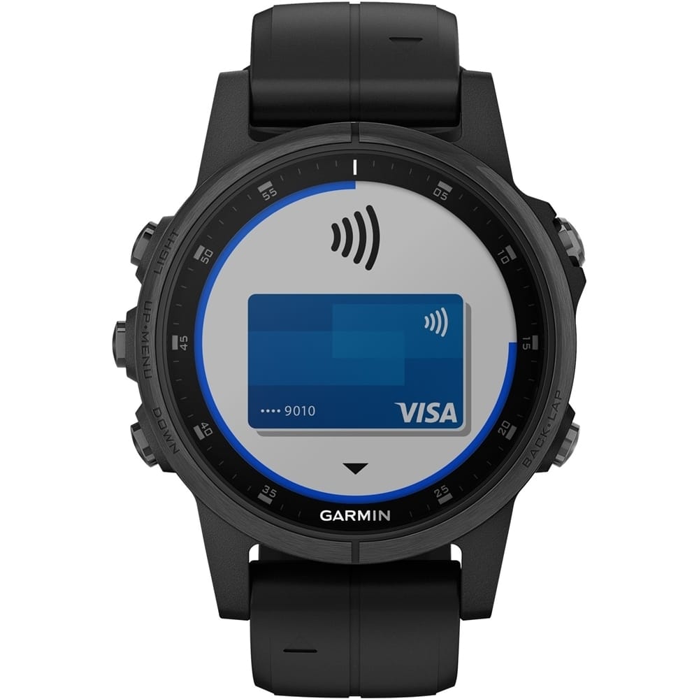 Front. Garmin - fēnix 5S Plus Sapphire Smart Watch - Fiber-Reinforced Polymer - Black.