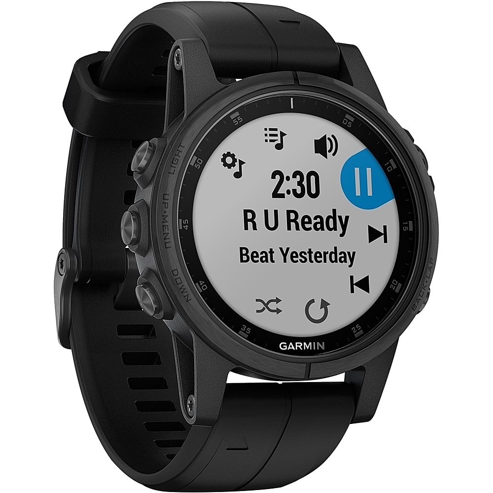 Left. Garmin - fēnix 5S Plus Sapphire Smart Watch - Fiber-Reinforced Polymer - Black.