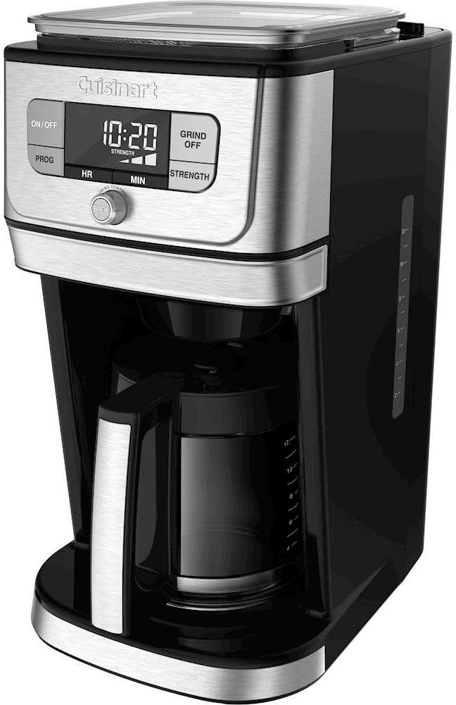Left. Cuisinart - Burr Grind & Brew 12-Cup Coffee Maker - Black/Stainless Steel.