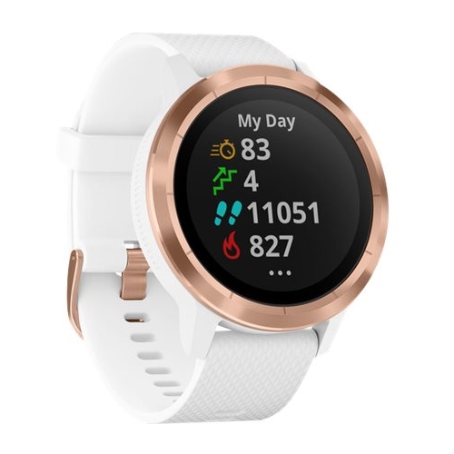 Best Buy: Garmin vívoactive Smartwatch Rose with White Silicone Band 010-01769-09