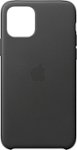 Front. Apple - iPhone 11 Pro Leather Case - Black.